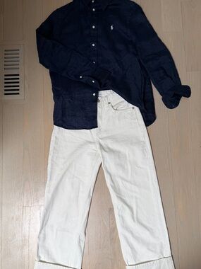 Zara Folded White Jeans